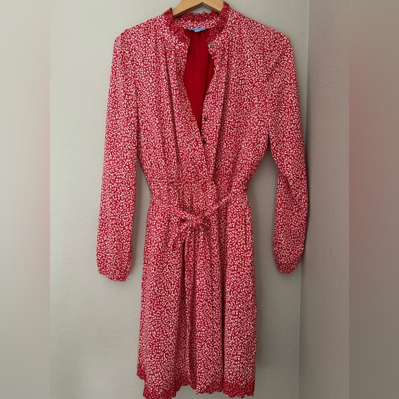 Draper James Women Red and White Floral Long Sleeve Dress M, Feminine, Work - Picture 1 of 10